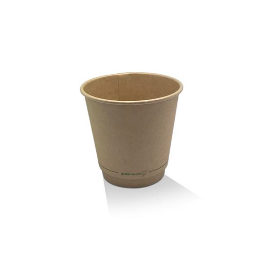 8oz Aqueous Coated Bamboo DW Cup/Brown 90mm 500pc/ctn