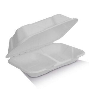 9" Sugarcane Clamshell 2 Compartments 250pc/ctn