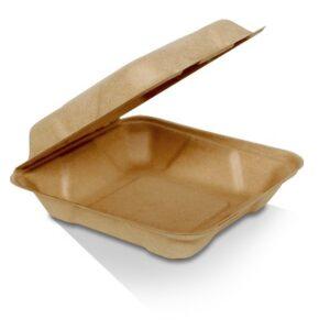 8" Sugarcane Clamshell Unbleached 200pc/ctn