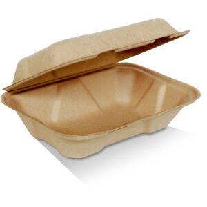 9" Sugarcane Clamshell Unbleached 200pc/ctn