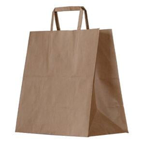 Kraft Takeaway Bag Brown Flat Paper Handle 250pc/ctn