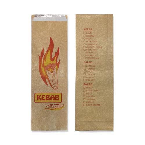 Foil Kebab Bag Printed Brown 250pc/pk