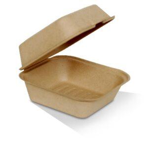 6" Sugarcane Clamshell Hamburger Unbleached 400pc/ctn
