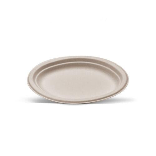 Small Sugarcane Plate Oval Unbleached 500pc/ctn
