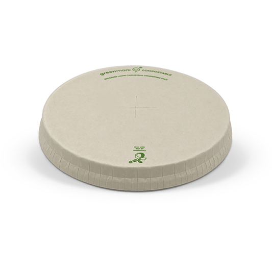 BIOPBS Coated Bamboo Paper Lid 90mm Flat X Slot 1000pc/ctn