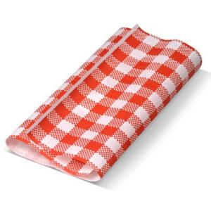 Greaseproof Paper 190 x 300mm Gingham Red 200/ream