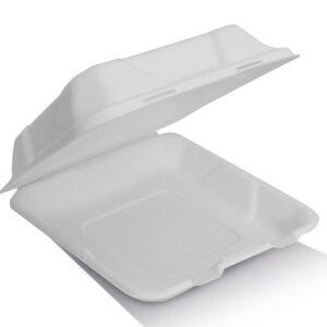 9" x 9" Sugarcane Clamshell 200pc/ctn