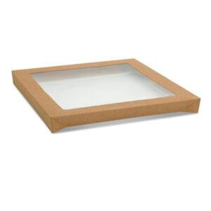 Medium Kraft Catering Tray Lid Square PET Window 100/ctn