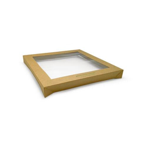 Medium Kraft Catering Tray Lid Square PLA Window 100/ctn