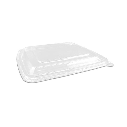 9" PET Square Takeaway Tray Lid 3 Compartment 200pc/ctn