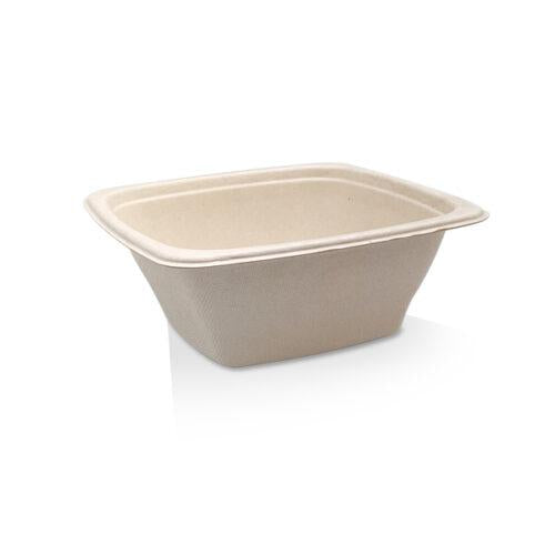 32oz Sugarcane Container Square Unbleached 300pc/ctn