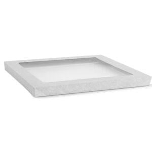 Medium Lid for Rectangle Catering Tray White PET Window 100/ctn