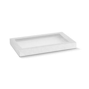 Small Lid for Rectangle Catering Tray White PET Window 100pc/ctn