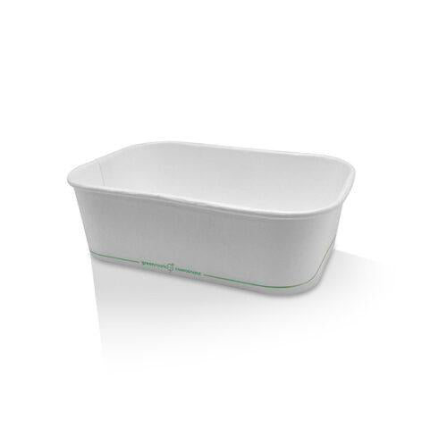 650ml PLA Coated White  Rectangular Container 300pc/ctn